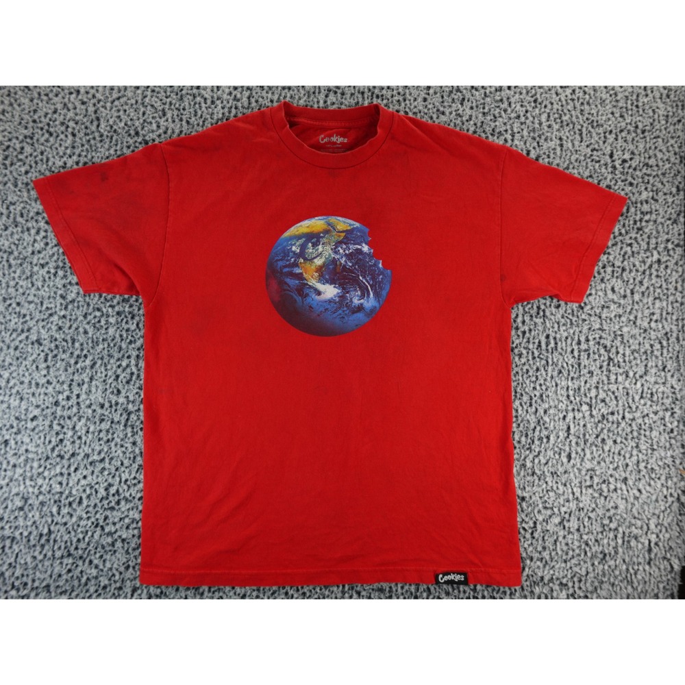 Cookies Mens Red Earth Bite‎ Graphic T Shirt Size XL Cotton